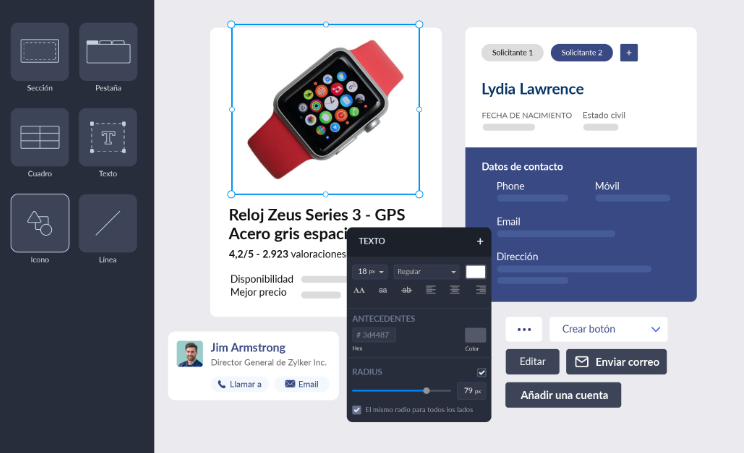 Captura de pantalla de Zoho CRM que muestra un proceso de personalización de la experiencia del cliente